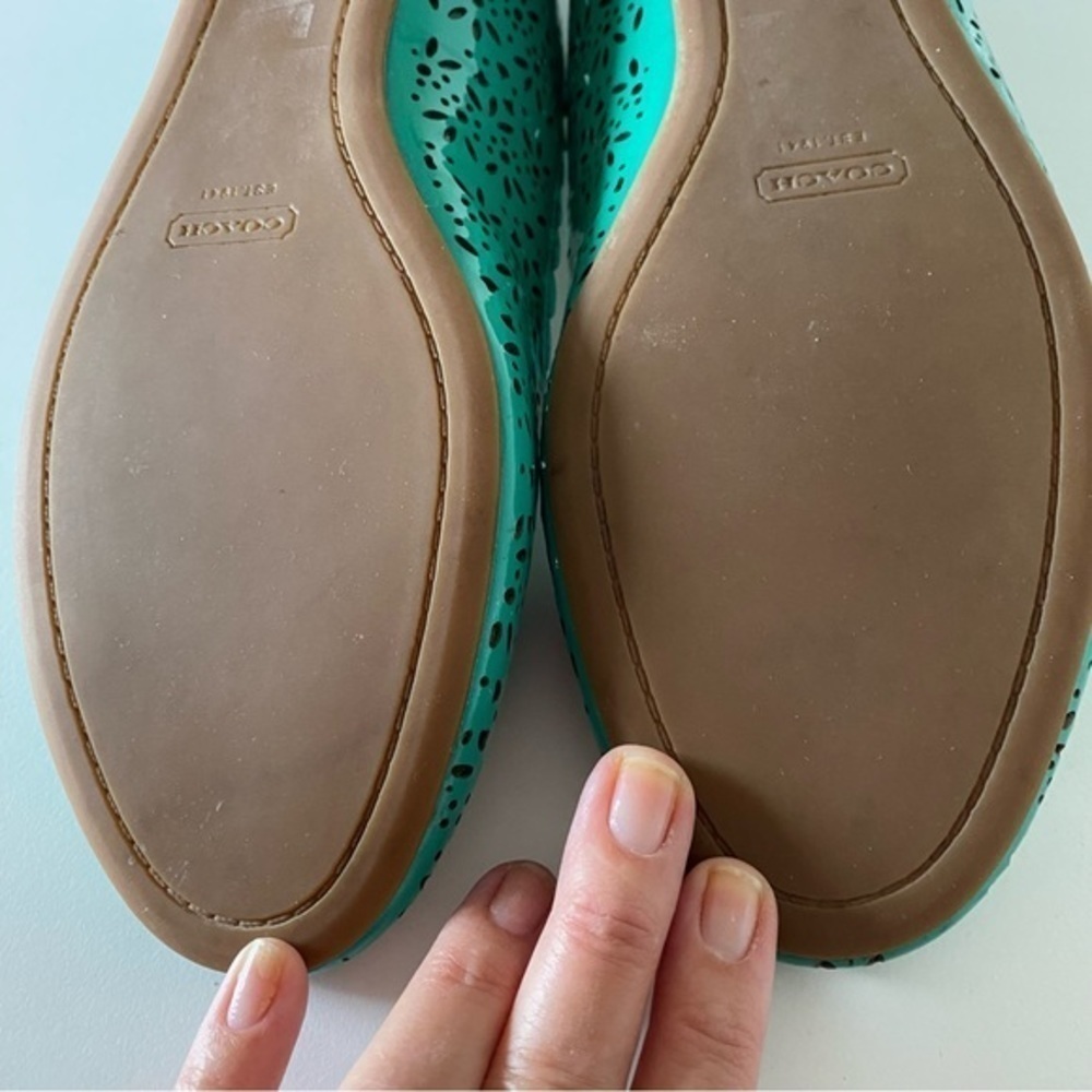 Coach Carsin Green Patent Leather Ballet Flat Loafer 10 NIB - Picture 13 of 16